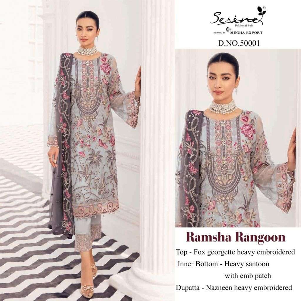 RAMSHA RANGOON BY MEGHA EXPORTS GEORGETTE WORK PAKISTANI SUIT