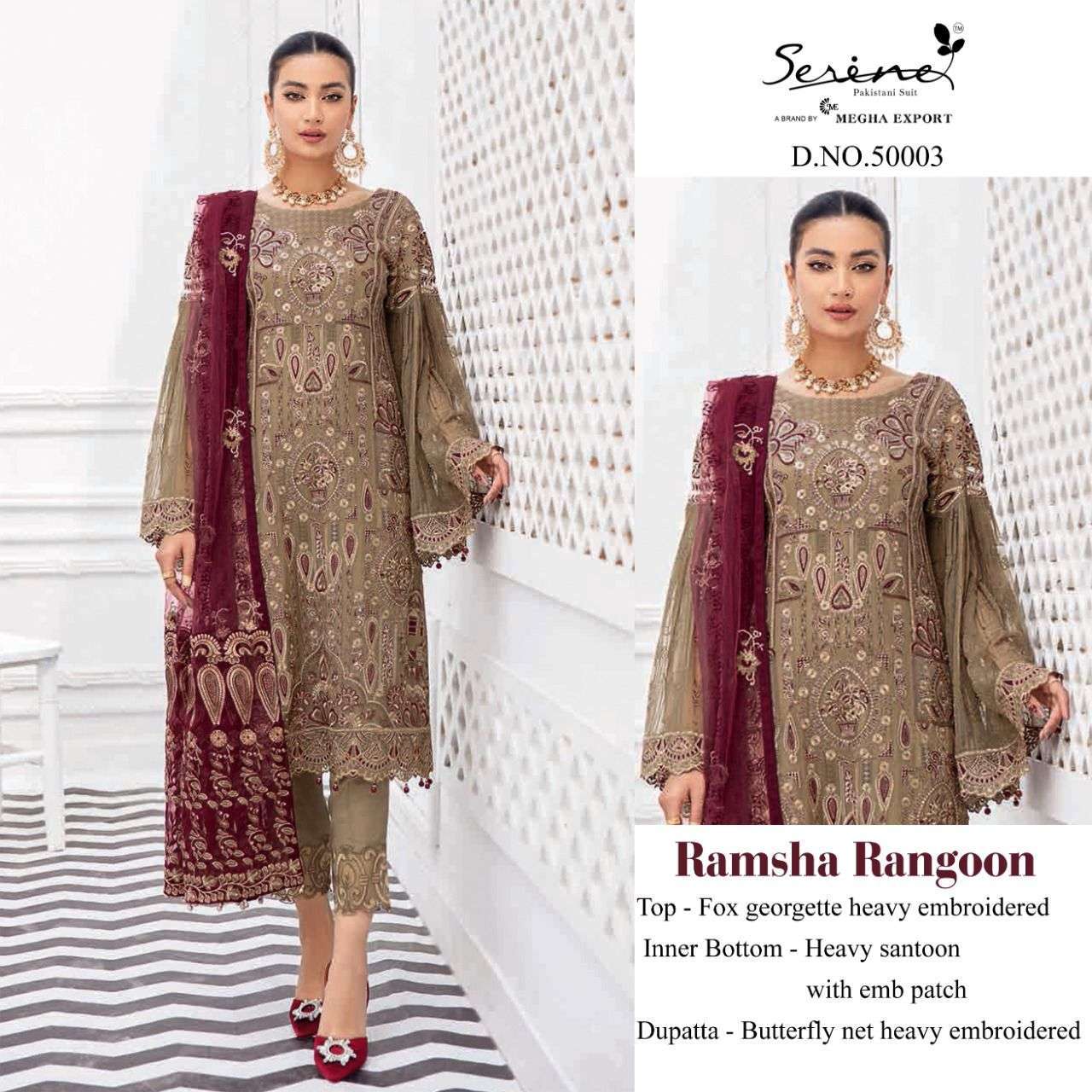RAMSHA RANGOON BY MEGHA EXPORTS GEORGETTE WORK PAKISTANI SUIT
