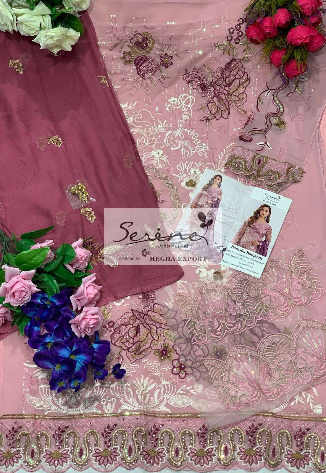RAMSHA RANGOON BY MEGHA EXPORTS GEORGETTE WORK PAKISTANI SUIT