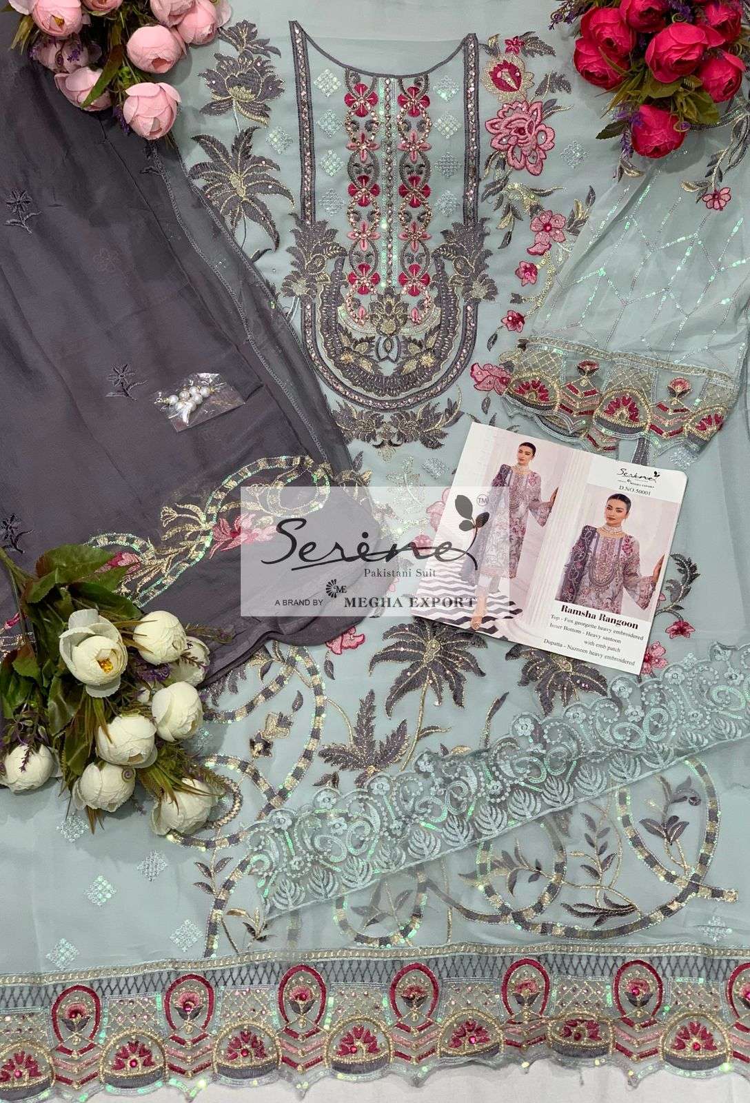 RAMSHA RANGOON BY MEGHA EXPORTS GEORGETTE WORK PAKISTANI SUIT