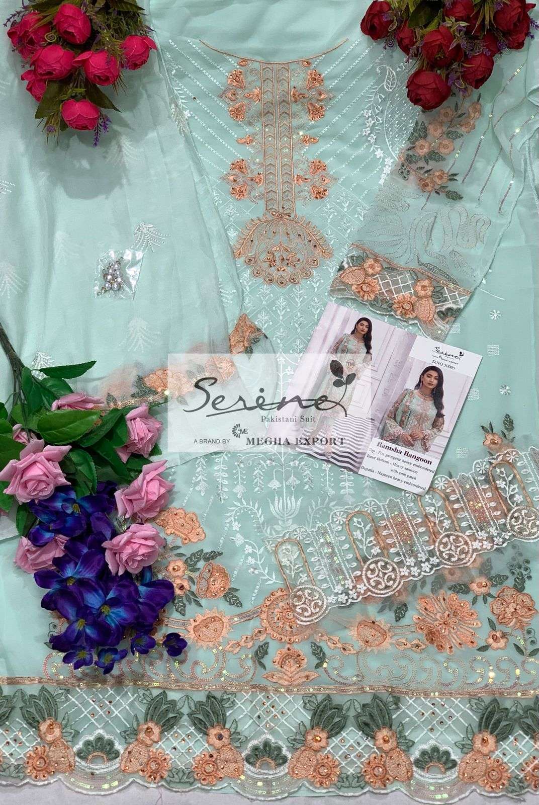 RAMSHA RANGOON BY MEGHA EXPORTS GEORGETTE WORK PAKISTANI SUIT