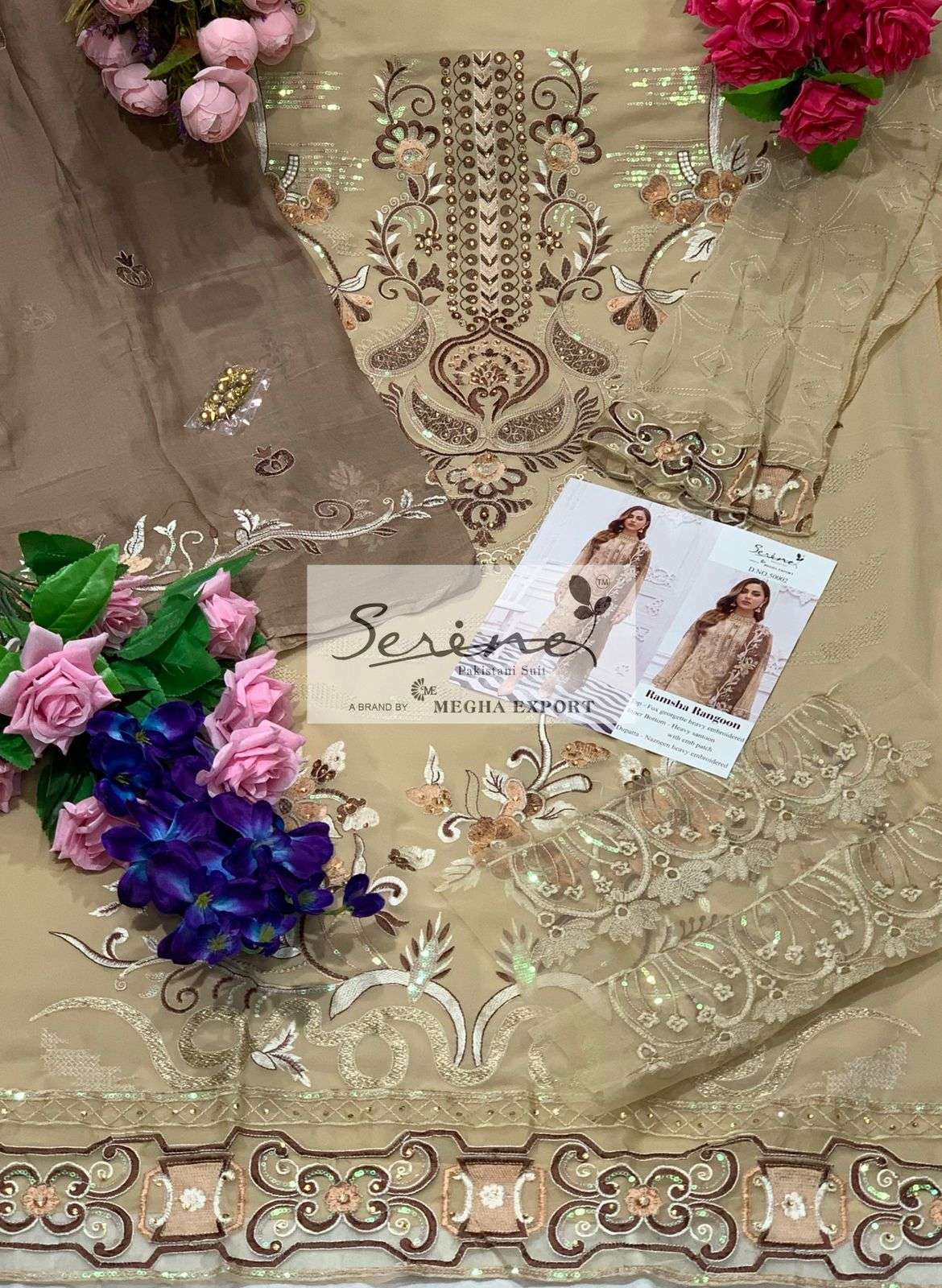 RAMSHA RANGOON BY MEGHA EXPORTS GEORGETTE WORK PAKISTANI SUIT
