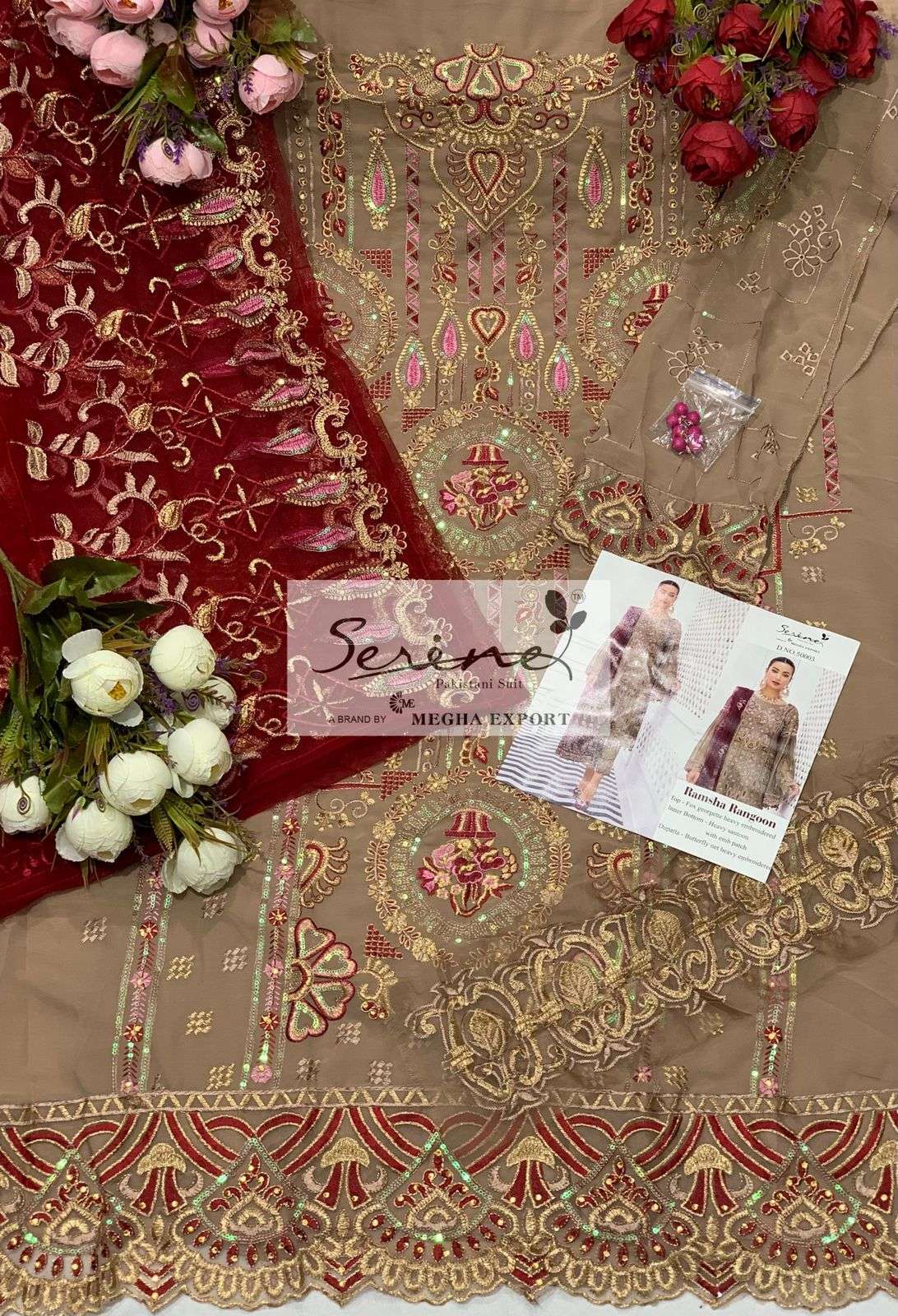RAMSHA RANGOON BY MEGHA EXPORTS GEORGETTE WORK PAKISTANI SUIT