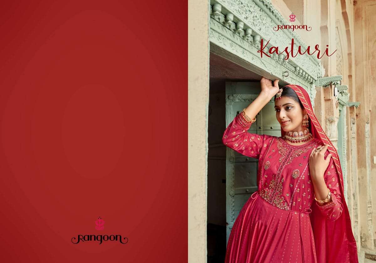 Rangoon Kasturi Catalog Rayon Embroidery Designer Readymade Dress Materials