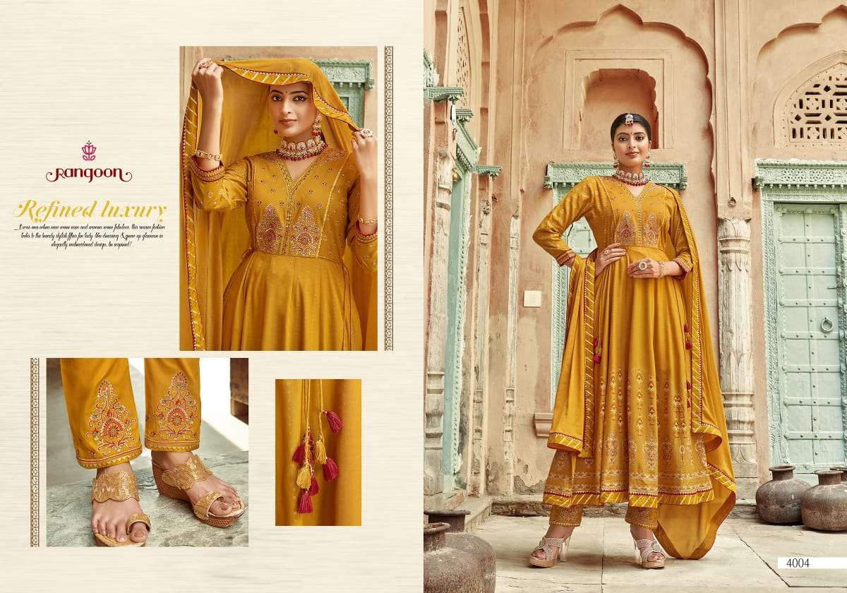 Rangoon Kasturi Catalog Rayon Embroidery Designer Readymade Dress Materials