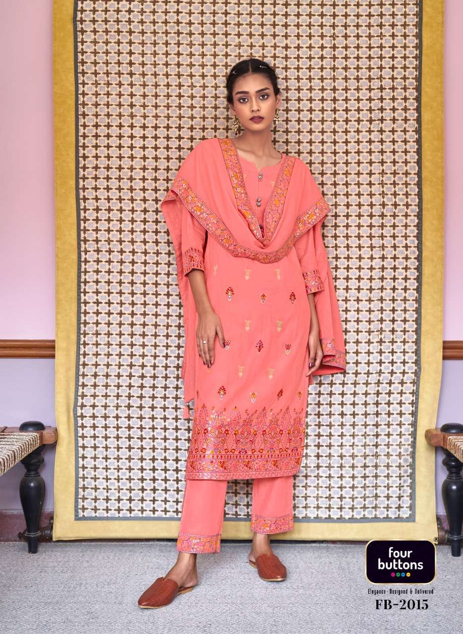 RESHAM BY FOUR BUTTONS COTTON READY MADE FANCY SALWAR KAMEEZ