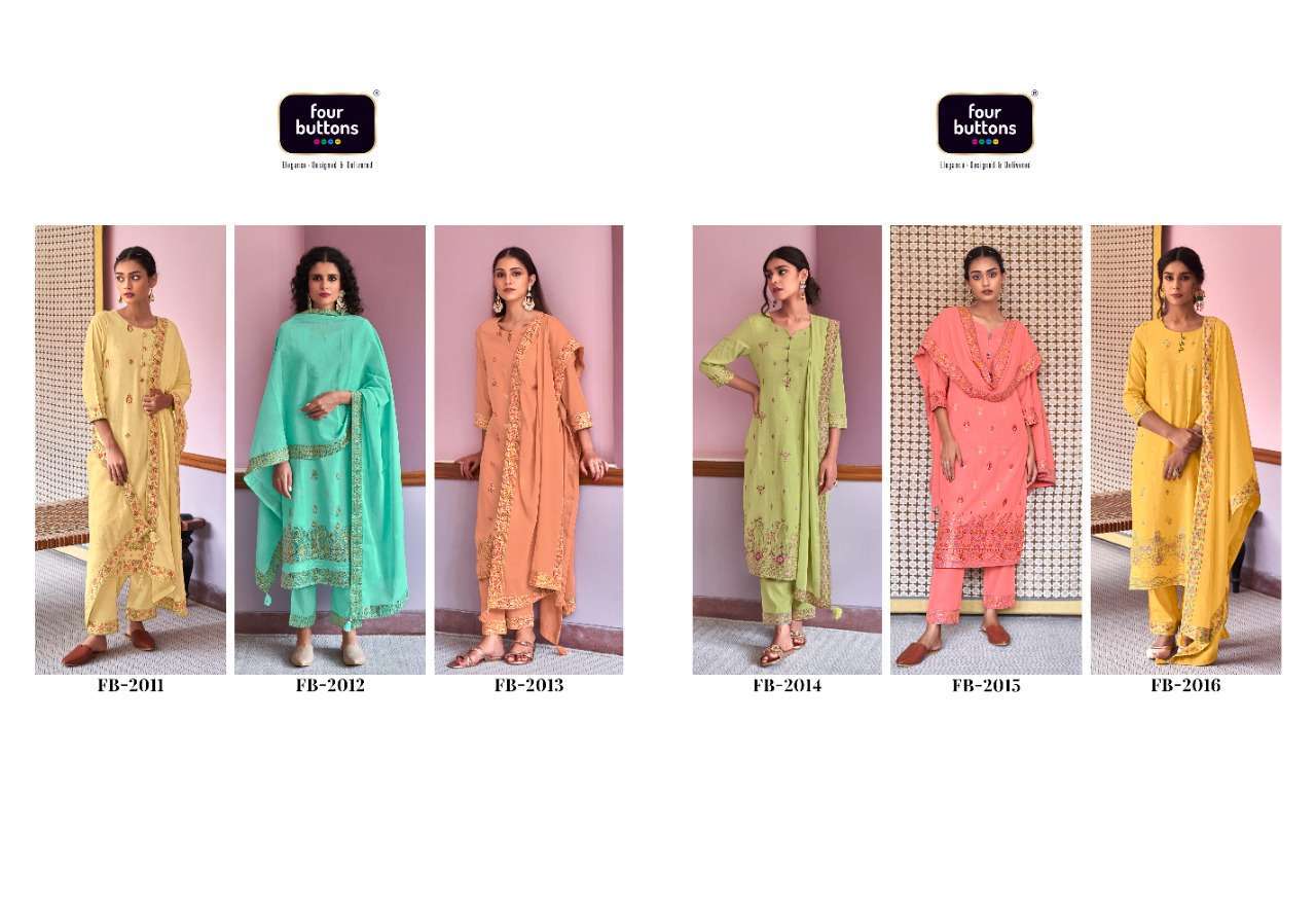 RESHAM BY FOUR BUTTONS COTTON READY MADE FANCY SALWAR KAMEEZ
