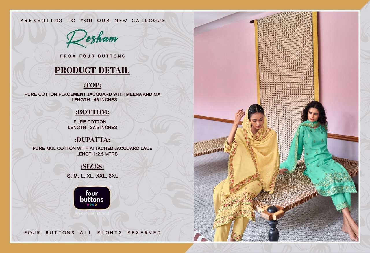 RESHAM BY FOUR BUTTONS COTTON READY MADE FANCY SALWAR KAMEEZ
