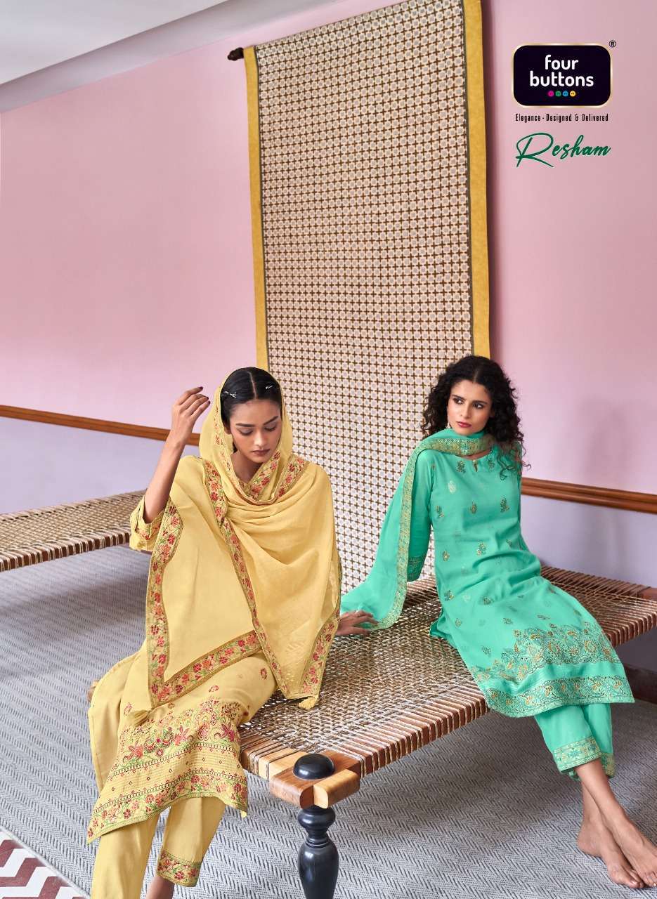 RESHAM BY FOUR BUTTONS COTTON READY MADE FANCY SALWAR KAMEEZ