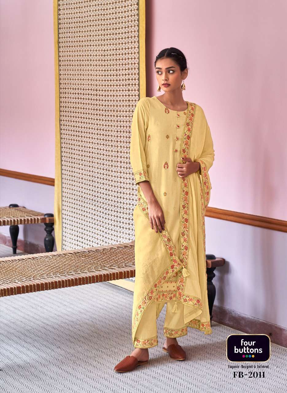 RESHAM BY FOUR BUTTONS COTTON READY MADE FANCY SALWAR KAMEEZ