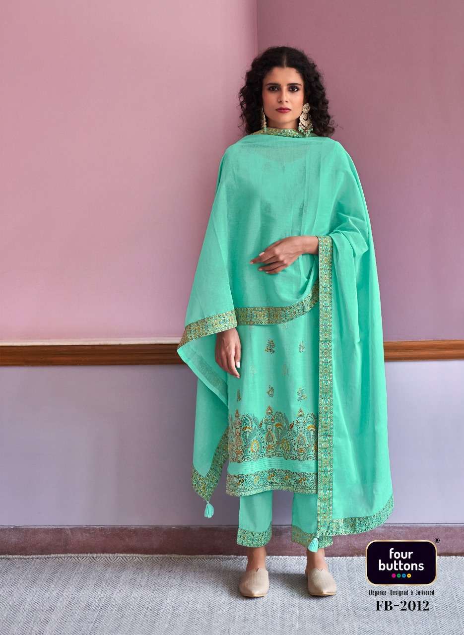 RESHAM BY FOUR BUTTONS COTTON READY MADE FANCY SALWAR KAMEEZ