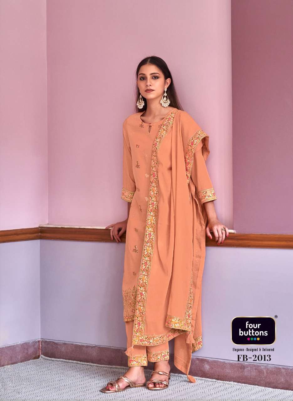 RESHAM BY FOUR BUTTONS COTTON READY MADE FANCY SALWAR KAMEEZ