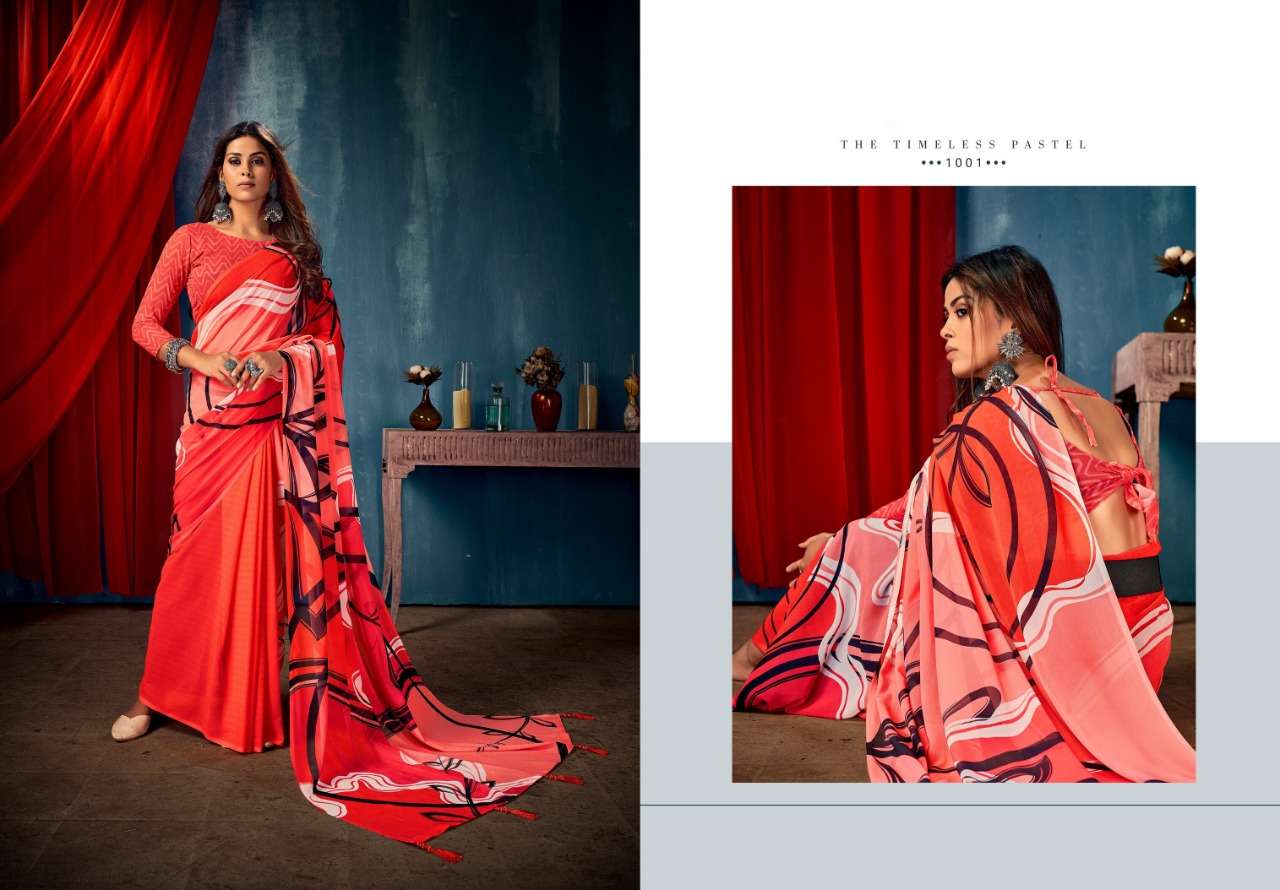 Saroj Sarees Launch new Benzer Georgette Printed Sarees Catalogue wholesale price online