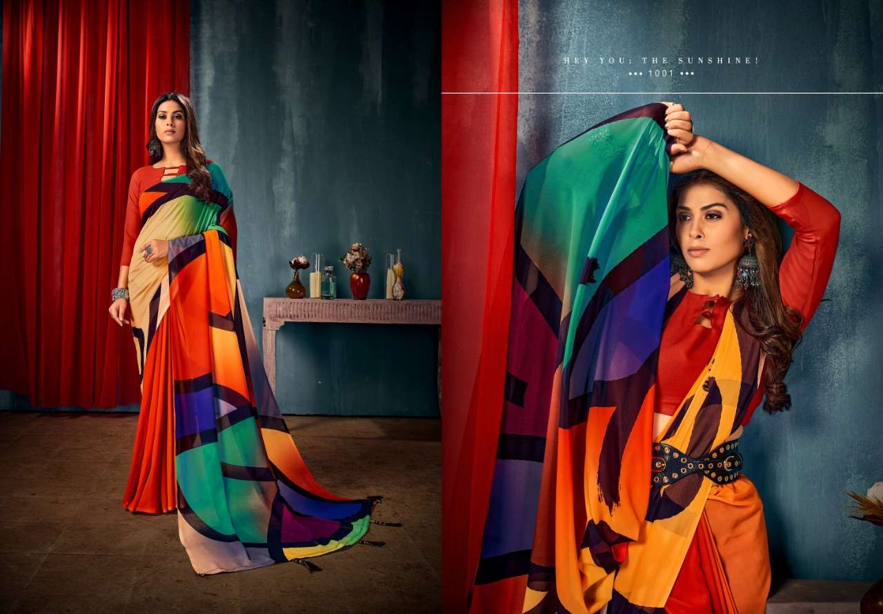 Saroj Sarees Launch new Benzer Georgette Printed Sarees Catalogue wholesale price online