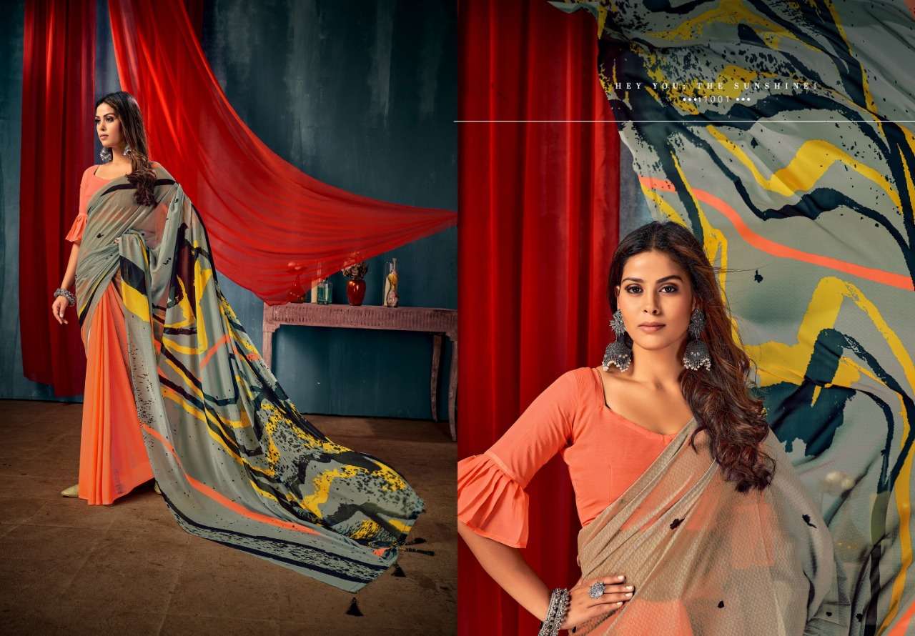 Saroj Sarees Launch new Benzer Georgette Printed Sarees Catalogue wholesale price online