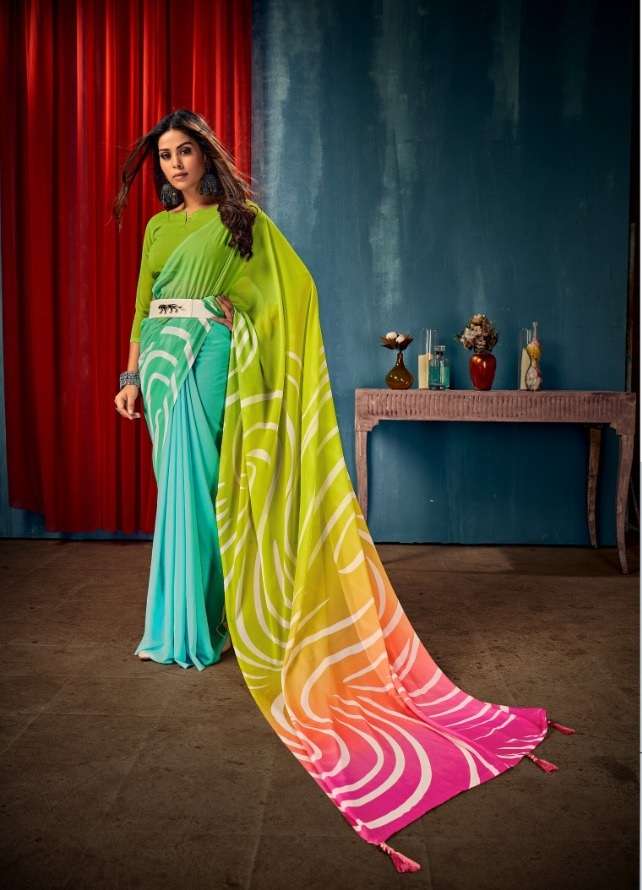 Saroj Sarees Launch new Benzer Georgette Printed Sarees Catalogue wholesale price online
