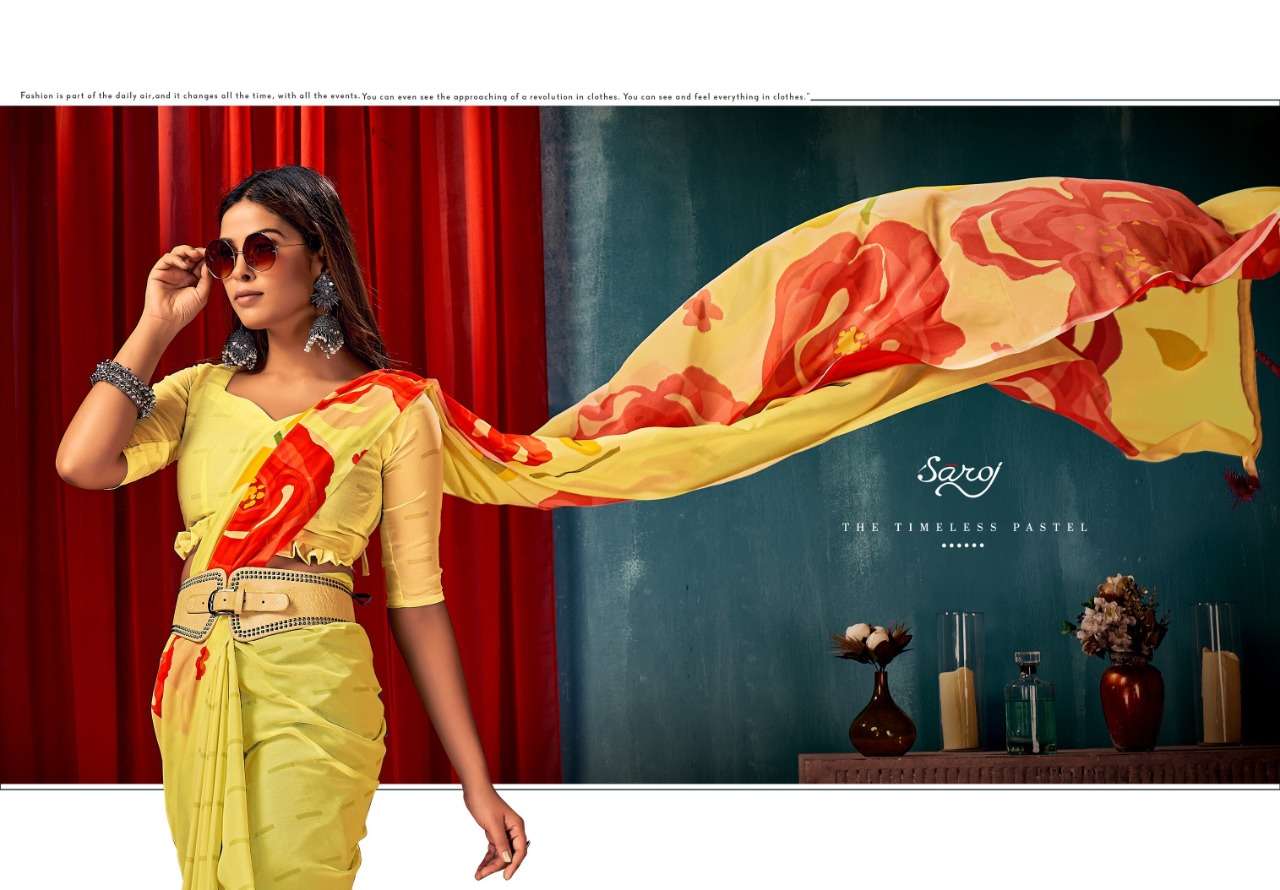 Saroj Sarees Launch new Benzer Georgette Printed Sarees Catalogue wholesale price online