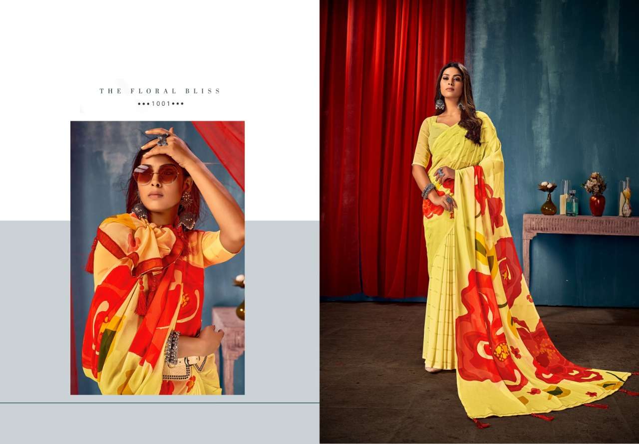 Saroj Sarees Launch new Benzer Georgette Printed Sarees Catalogue wholesale price online