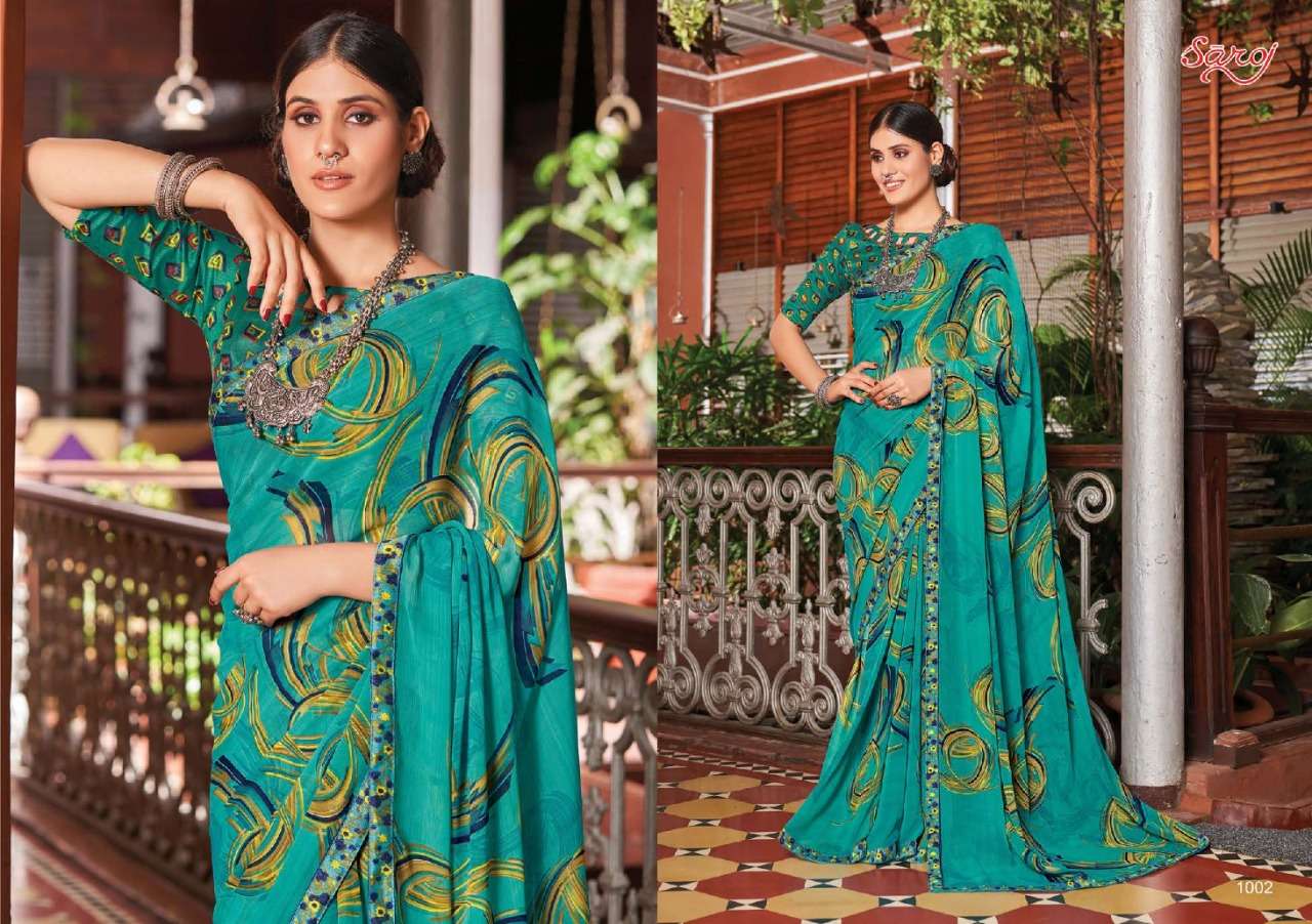 Saroj Sunlight Catalog Casual Wear Georgette Designer Print Sarees