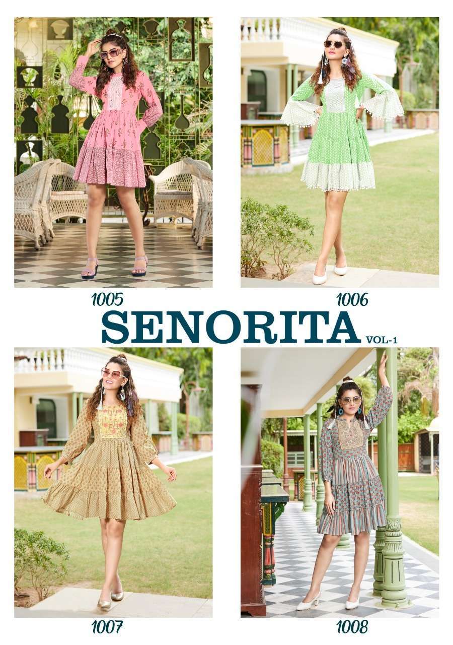 SENORITA VOL 1 BY DIYA TRENDZ COTTON DESIGNER SHORT MIDI KURTIS
