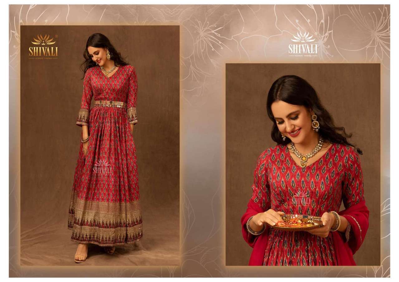  SHIVALI TYOHAAR GEORGEOUS UPADA PRINTS GOWN WITH DUPATTA COLLECTION