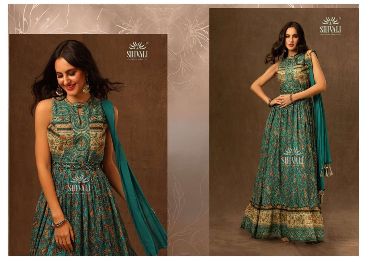  SHIVALI TYOHAAR GEORGEOUS UPADA PRINTS GOWN WITH DUPATTA COLLECTION