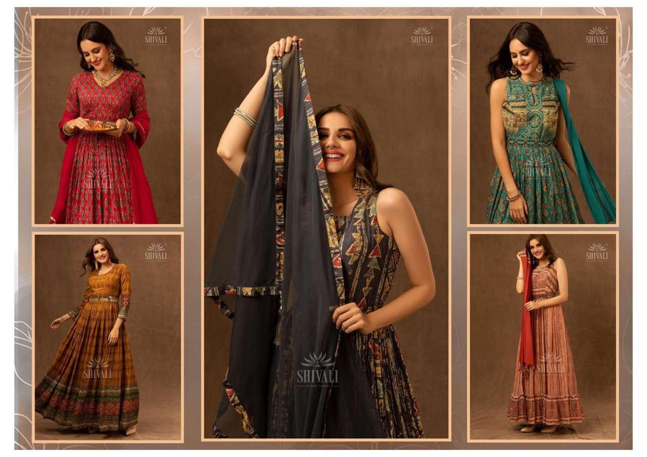  SHIVALI TYOHAAR GEORGEOUS UPADA PRINTS GOWN WITH DUPATTA COLLECTION