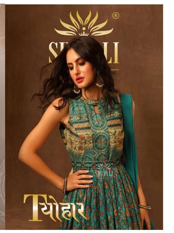  SHIVALI TYOHAAR GEORGEOUS UPADA PRINTS GOWN WITH DUPATTA COLLECTION