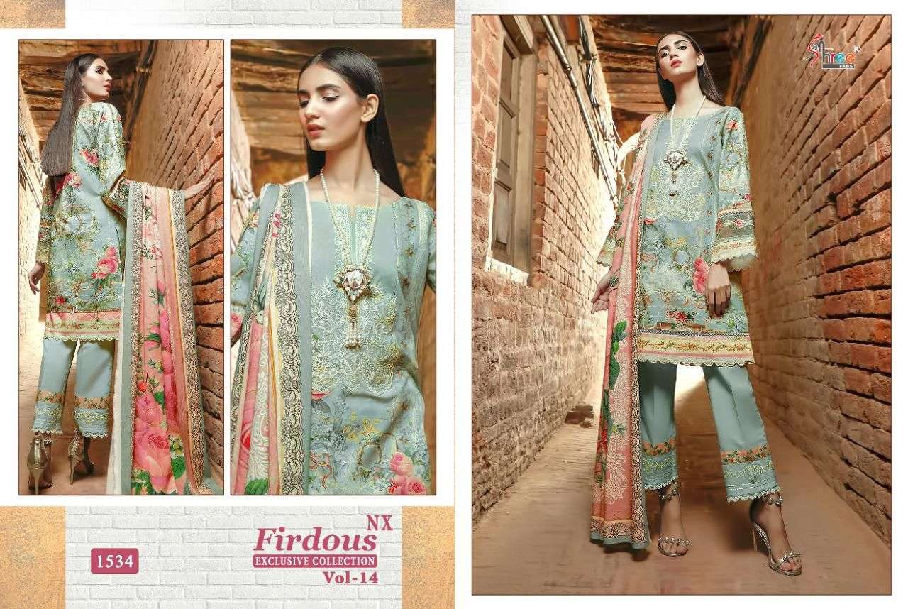 Shree Firdous Exclusive Collection Vol 14 Nx Catalog Cotton Pakistani Salwar Suits
