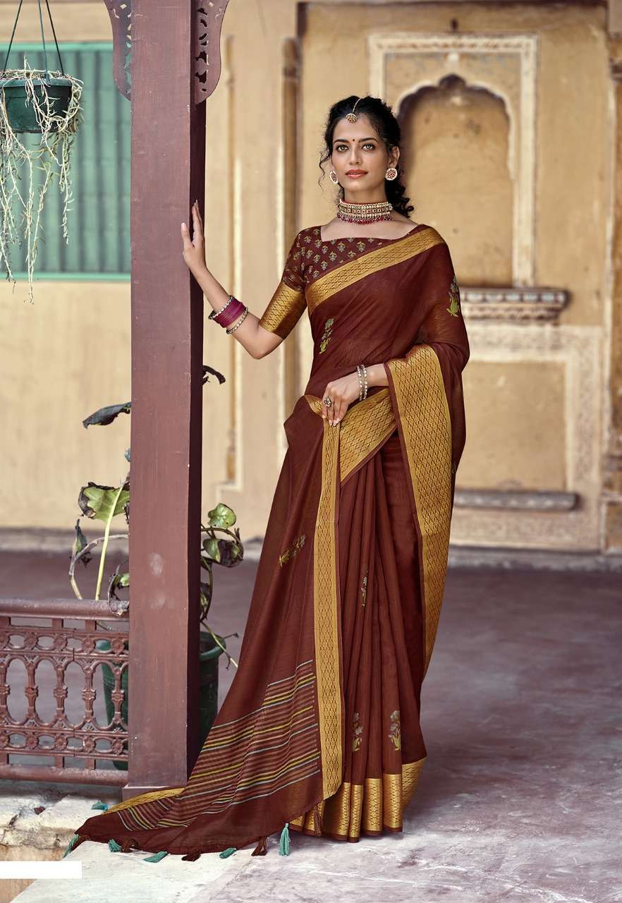 SWARG BY TRIVENI COTTON PRINTED SAREE COLLECTION
