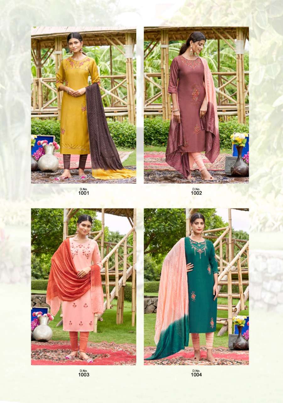 Thread culture kurti with pent and duppta by ARTRIDDHS 