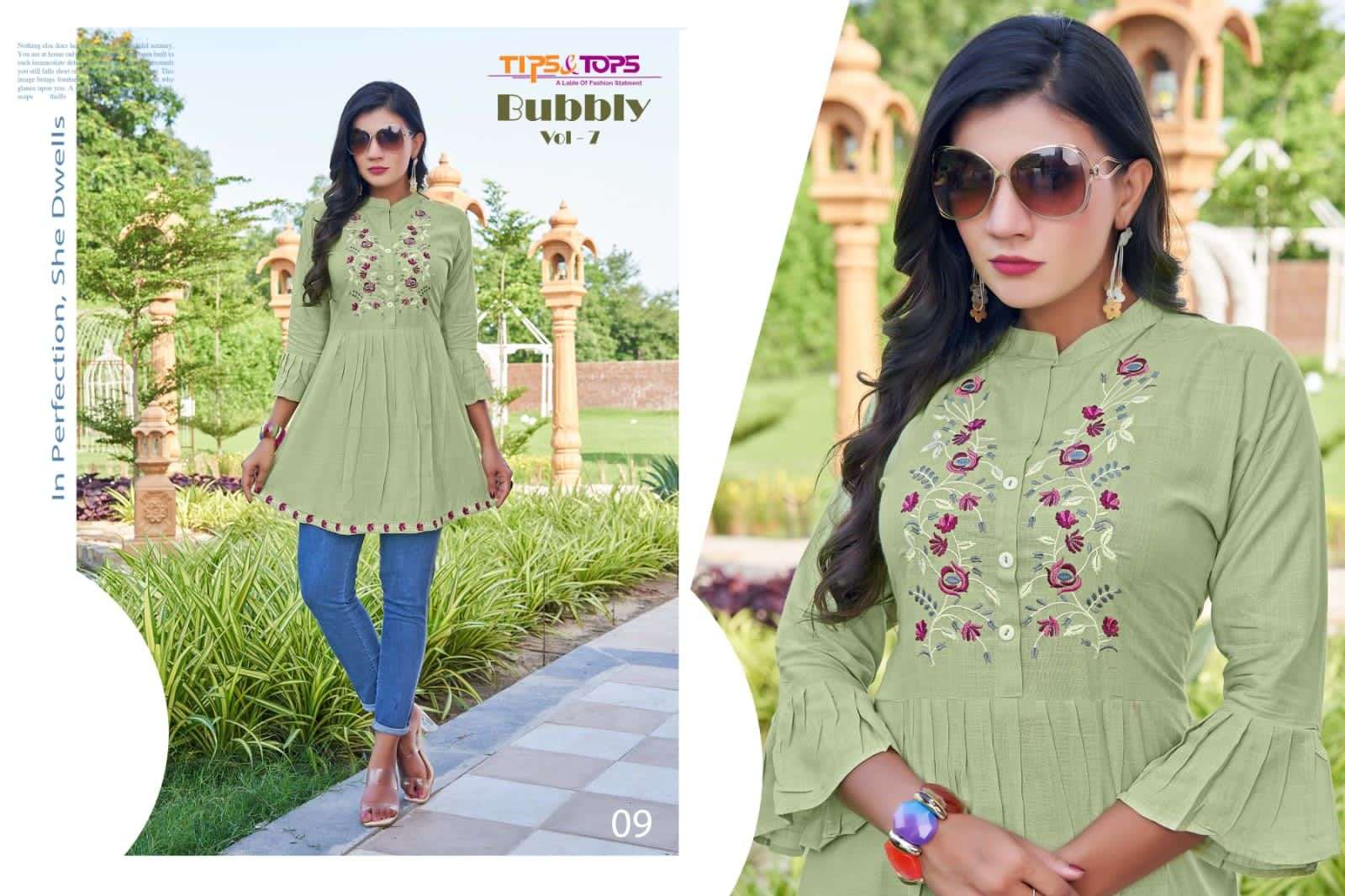 Tips & Tops Bubbly Vol 7 Catalog Rayon Slub Fancy Embroidered Tops