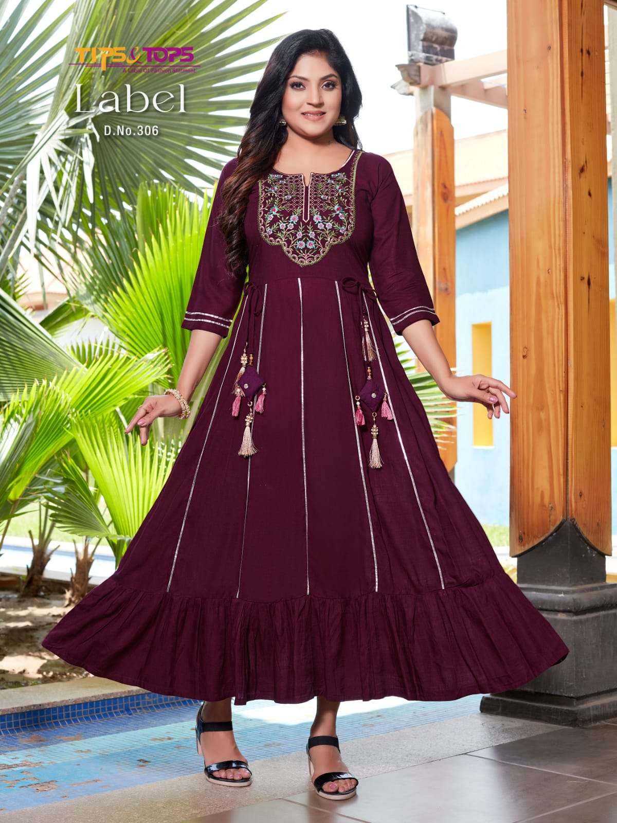 Tips Tops Label Vol 3 Catalog Slub Rayon Designer Anarkali Style Kurtis