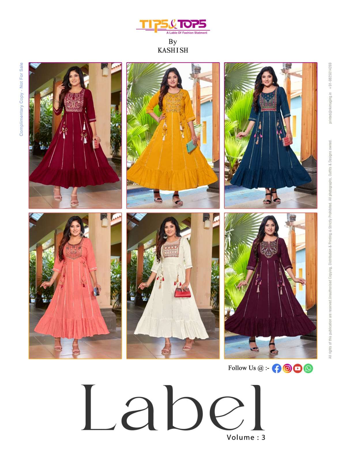 Tips Tops Label Vol 3 Catalog Slub Rayon Designer Anarkali Style Kurtis