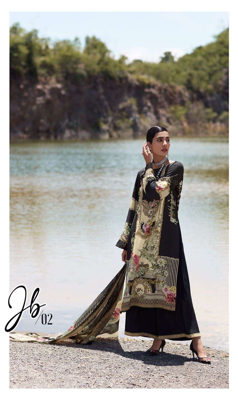 Varsha  Jashne e bahar  black & white  Pakistani Suits