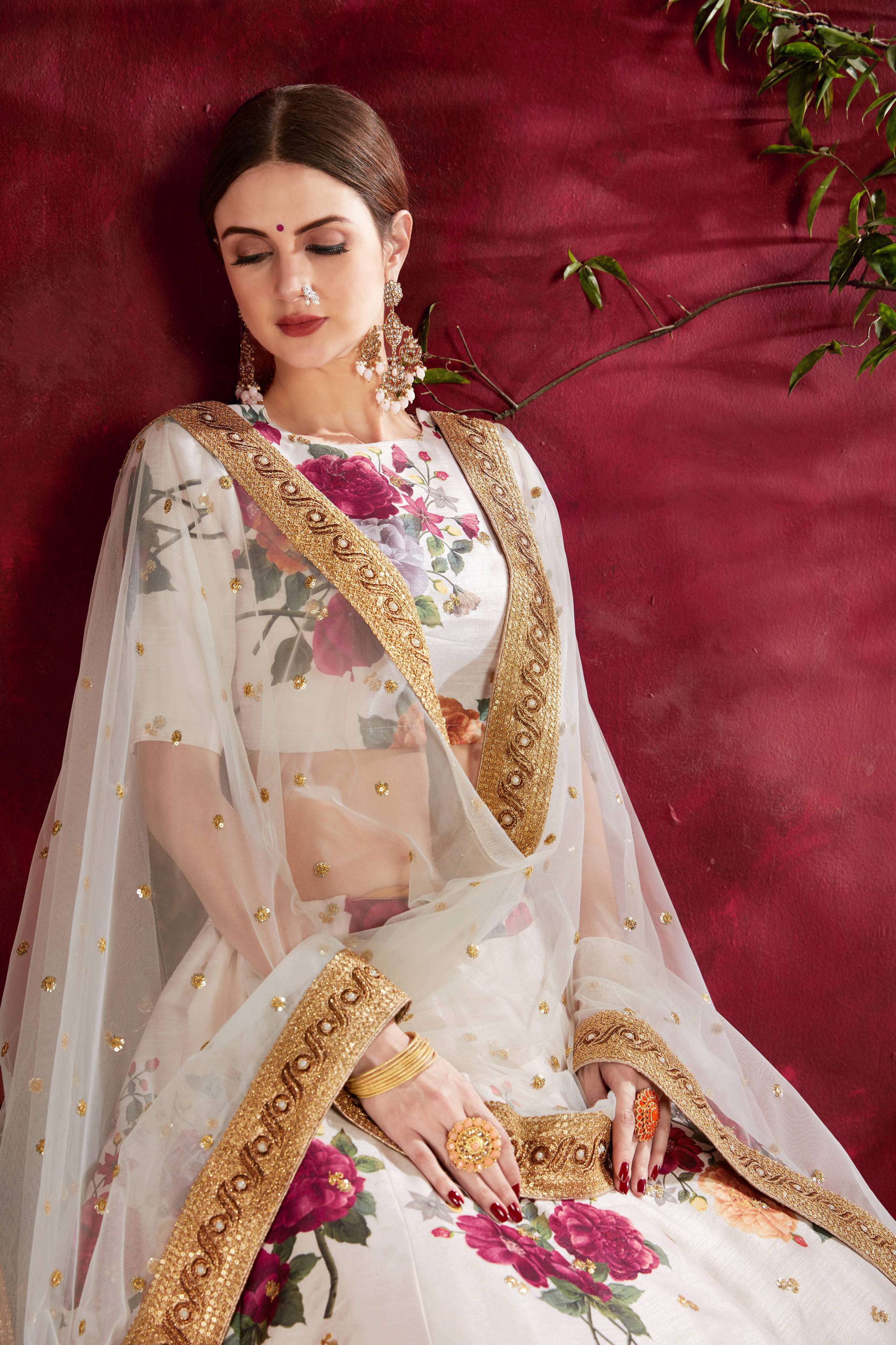 White and Digital with Embroidery Designer Lehenga Choli 