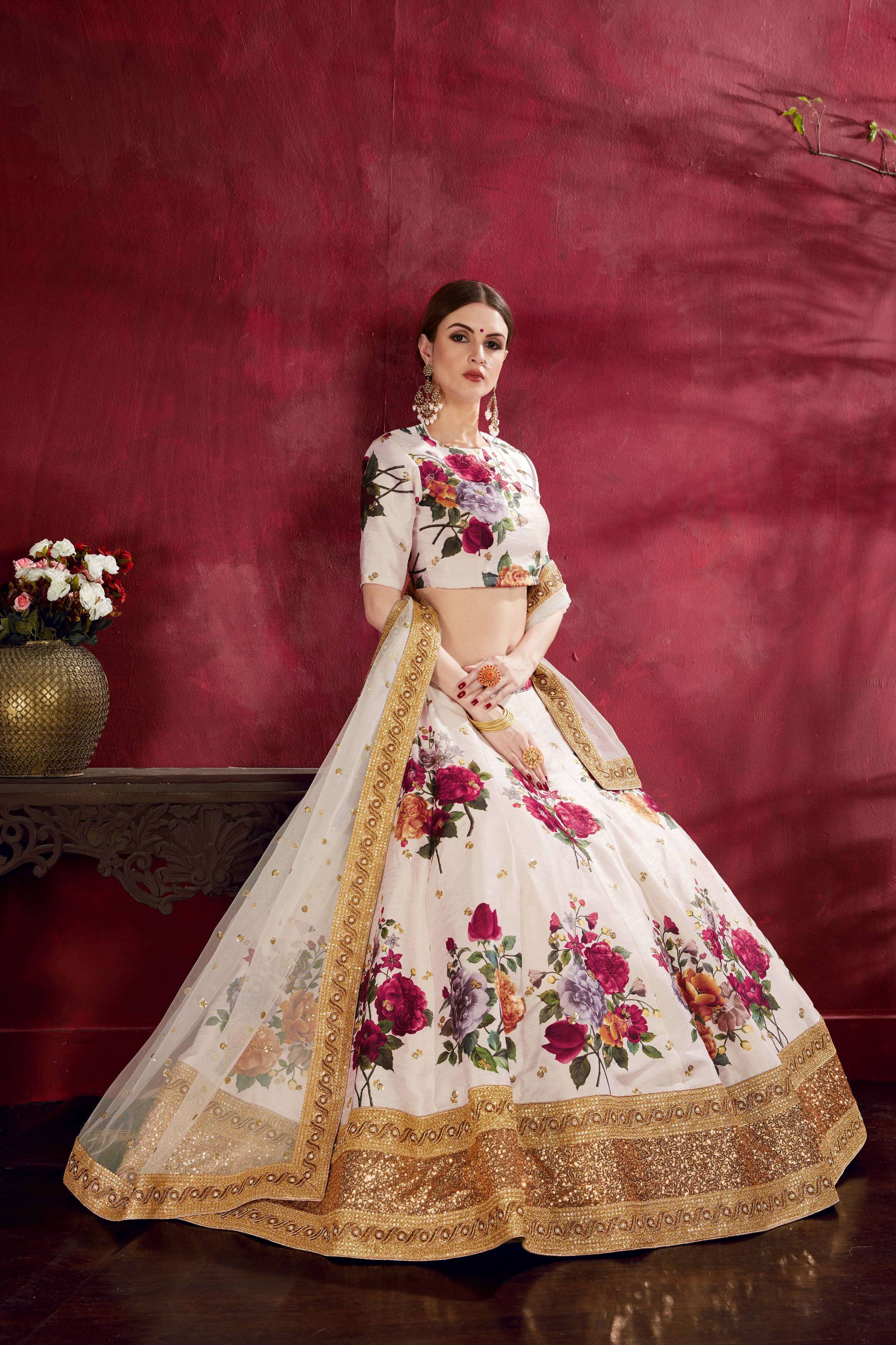White and Digital with Embroidery Designer Lehenga Choli 