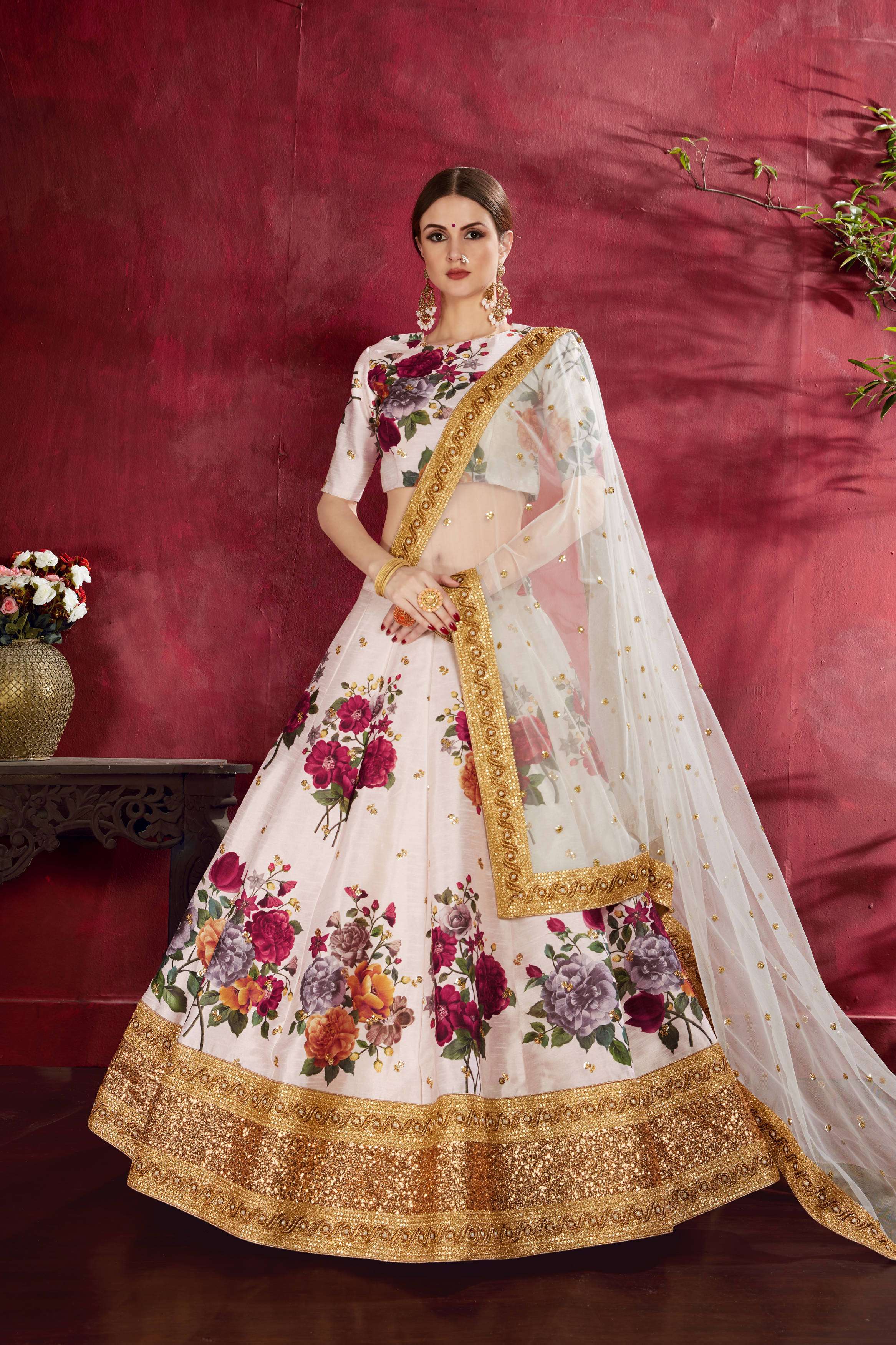 White and Digital with Embroidery Designer Lehenga Choli 