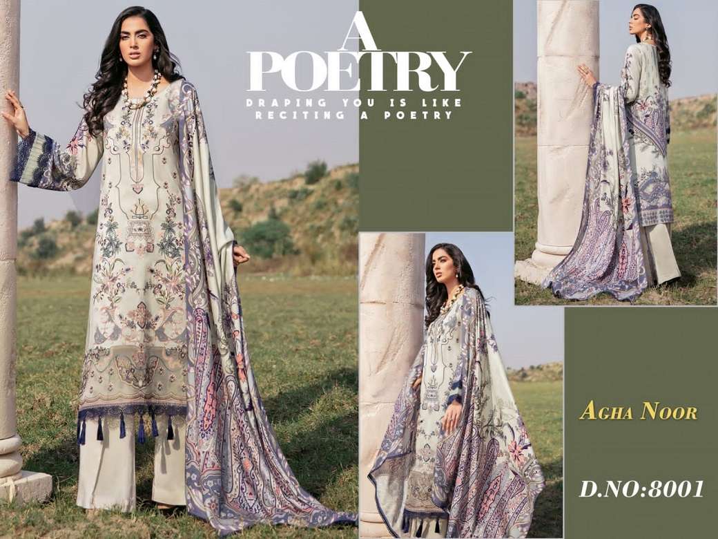 Agha Noor Vol 8 Catalog Luxury Lawn Karachi Cotton Dress Materials Wholesale
