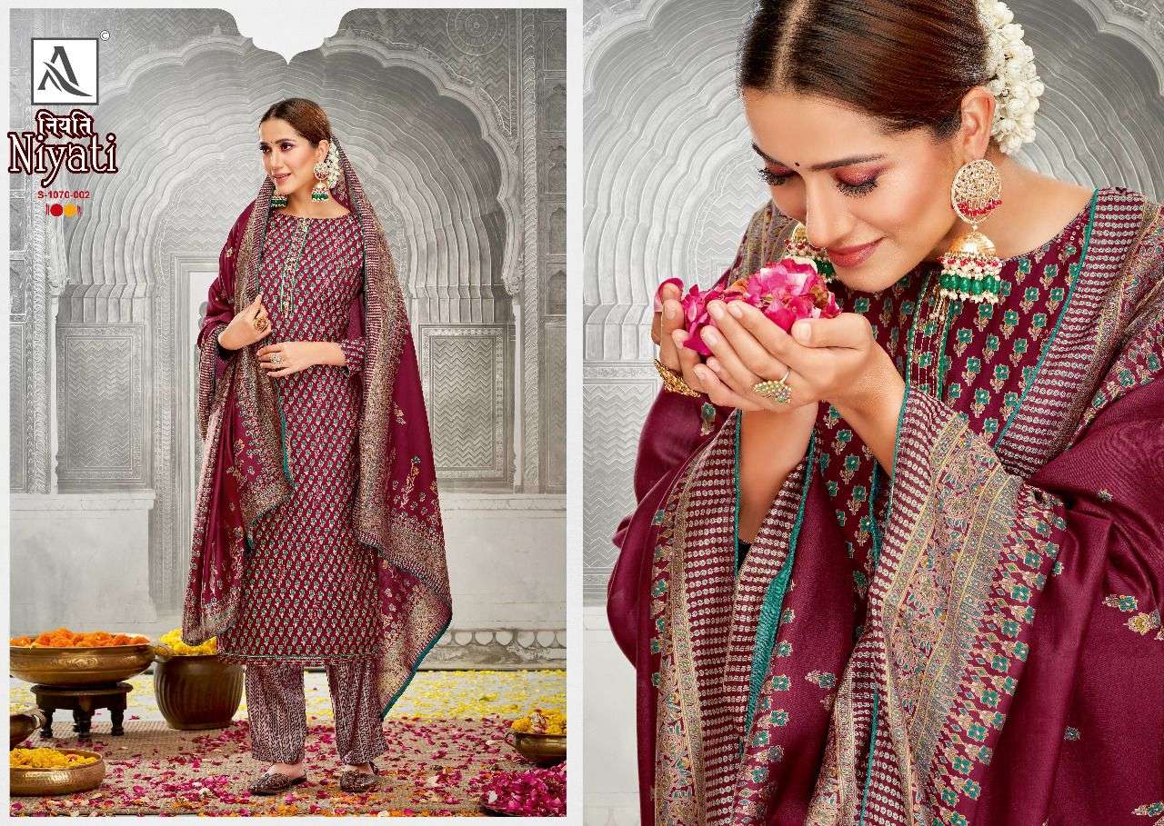 Alok Niyati Catalog Designer Embroidery Dress Materials Wholesale