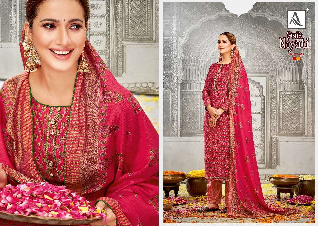 Alok Niyati Catalog Designer Embroidery Dress Materials Wholesale