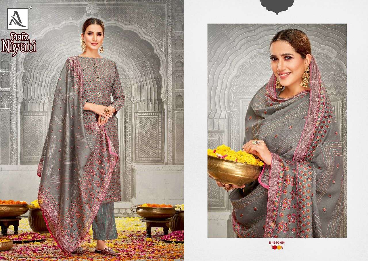 Alok Niyati Catalog Designer Embroidery Dress Materials Wholesale