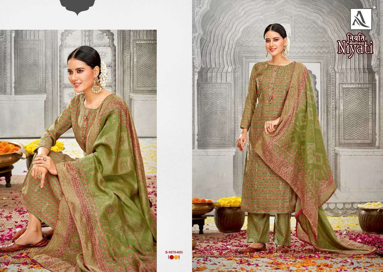 Alok Niyati Catalog Designer Embroidery Dress Materials Wholesale