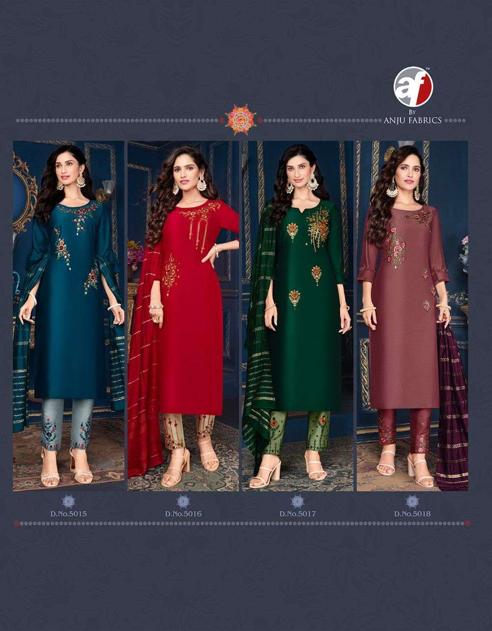 Anju Silk Affair Catalog Designer Silk Kurti Pant With Dupatta