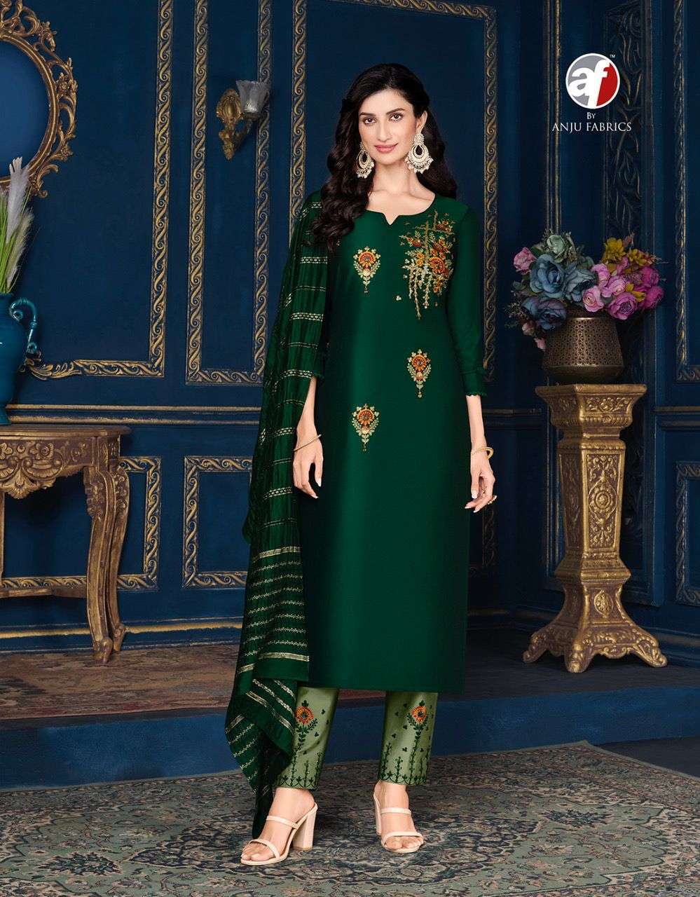 Anju Silk Affair Catalog Designer Silk Kurti Pant With Dupatta