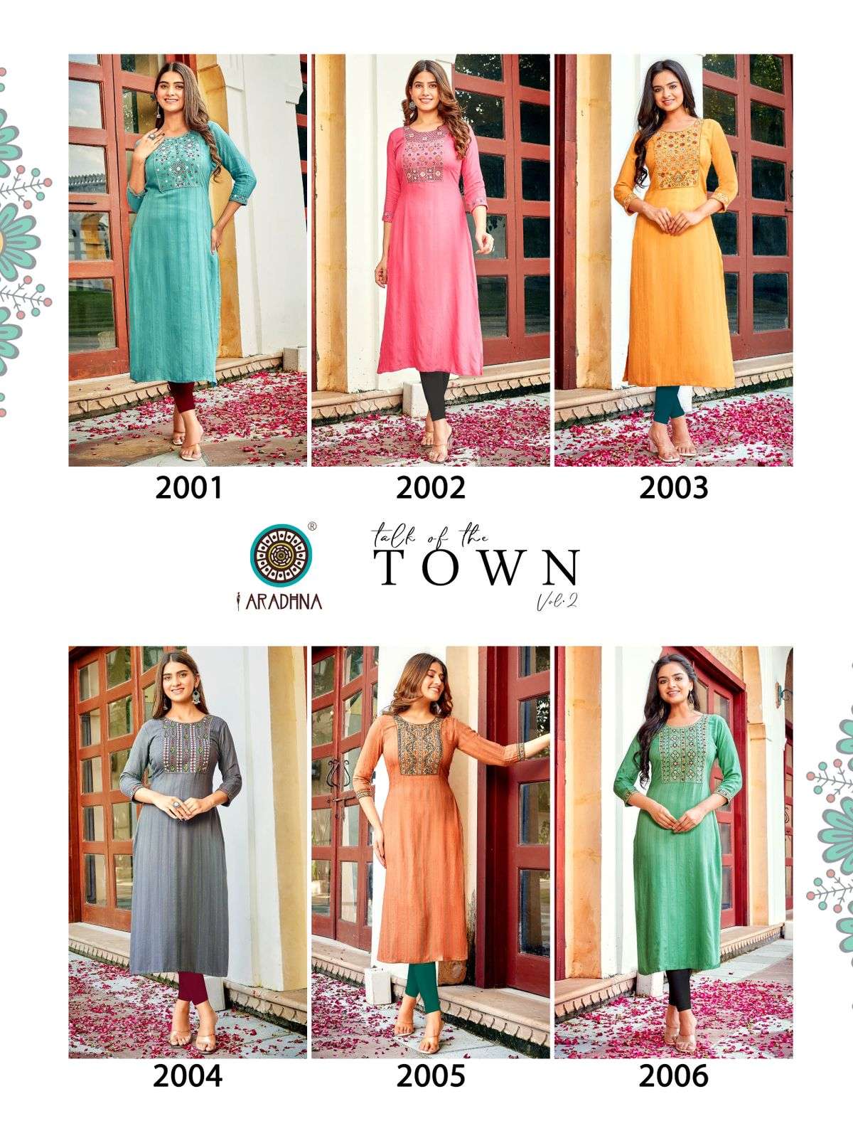 Aradhna Talk Of The Town Vol 2 Catalog Fancy Viscose Long Kurtis Wholesale