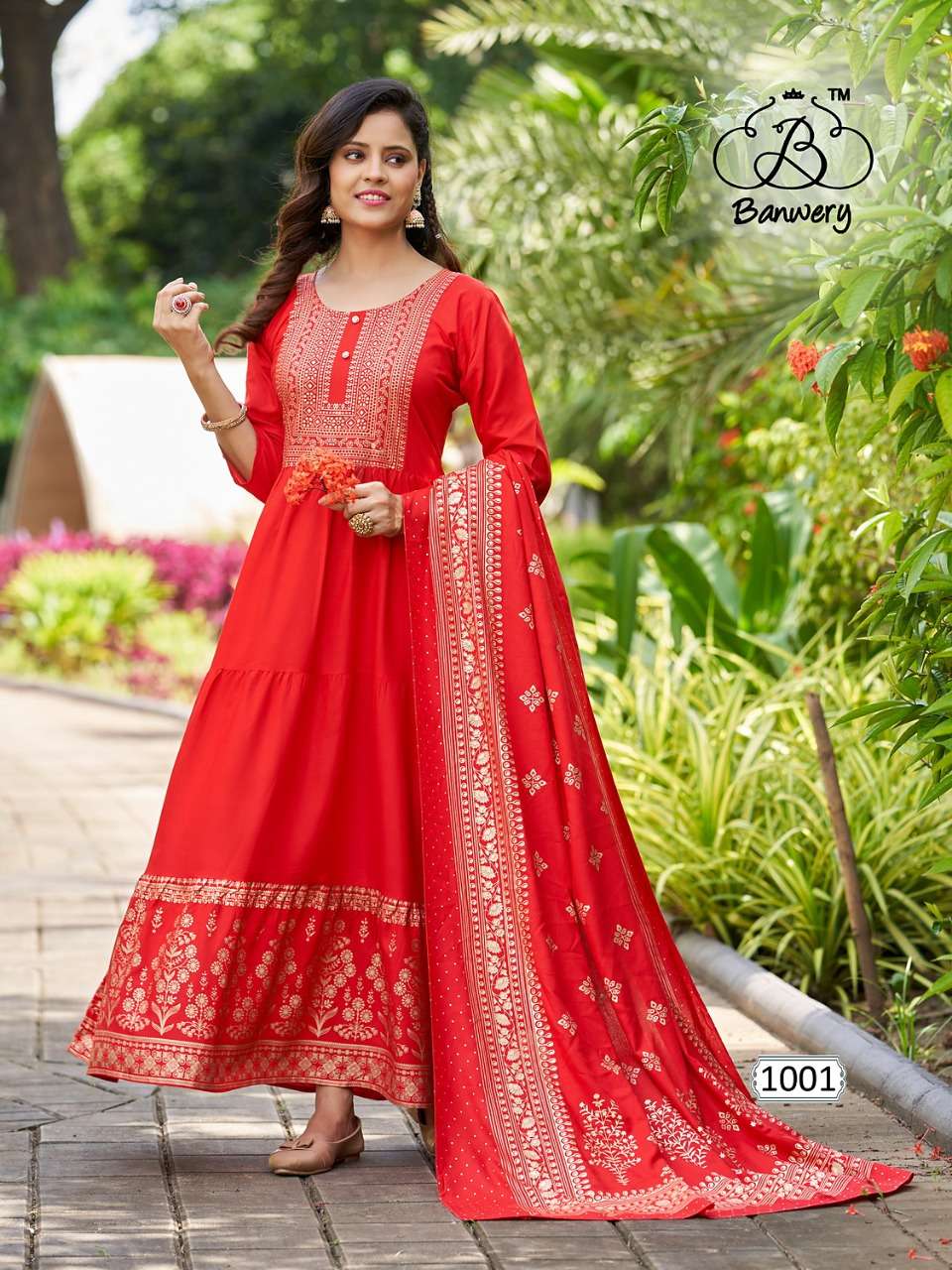 Banwery Ramuloo Ramulaa Catalog Heavy Rayon With Foil print Kurti With Dupatta Wholesale