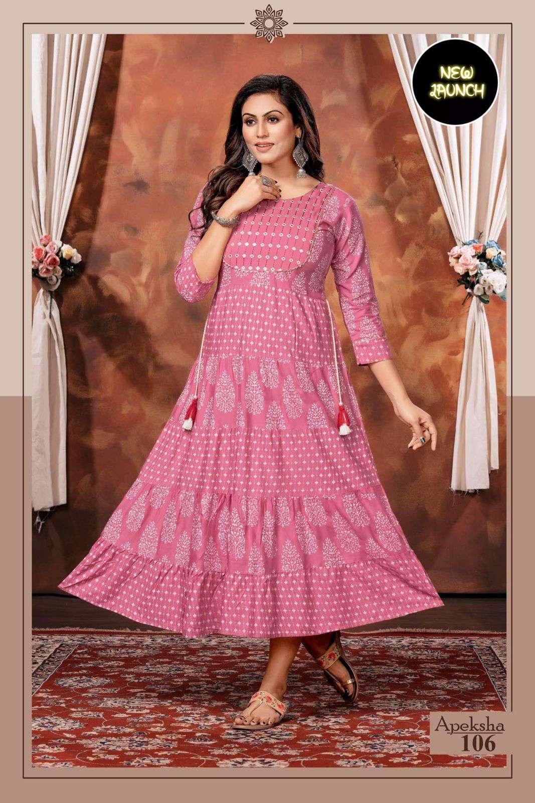 Beauty Queen Apeksha Catalog Heavy Rayon Printed Long Kurtis Wholesale