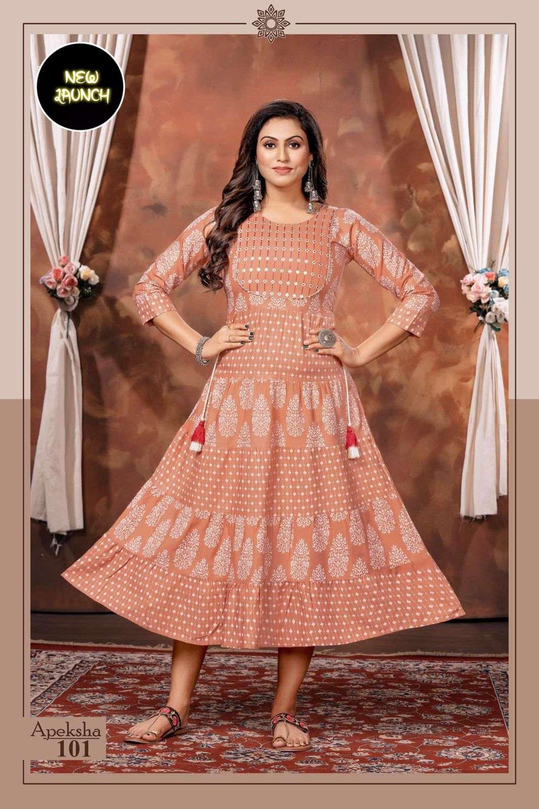 Beauty Queen Apeksha Catalog Heavy Rayon Printed Long Kurtis Wholesale