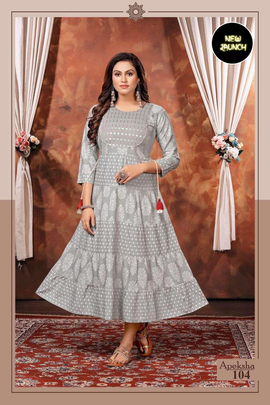 Beauty Queen Apeksha Catalog Heavy Rayon Printed Long Kurtis Wholesale